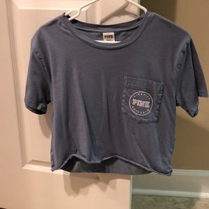 PINK blue Crop Top T-Shirt